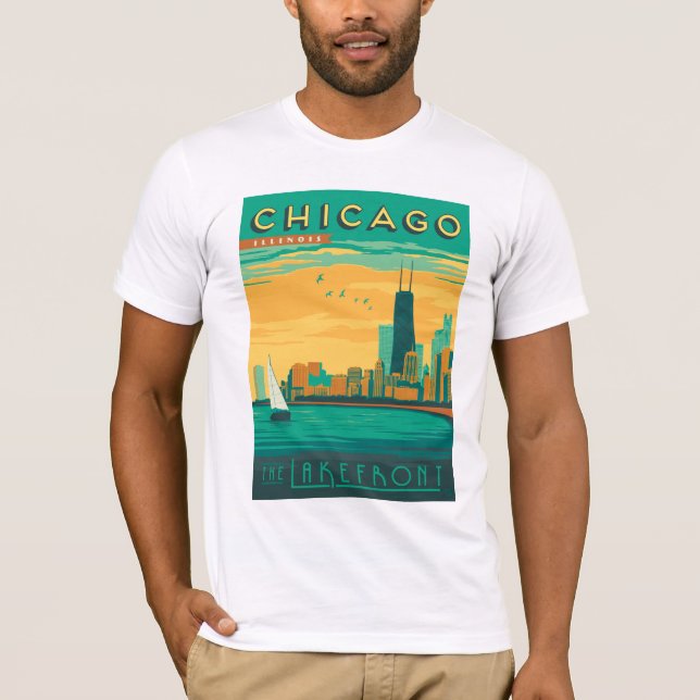 Chicago, IL - Njoy the Lakefront Tee Shirt (Framsida)