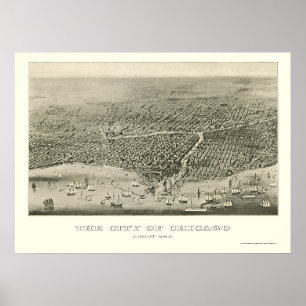 Chicago, IL Panoramic Karta - 1860 Poster
