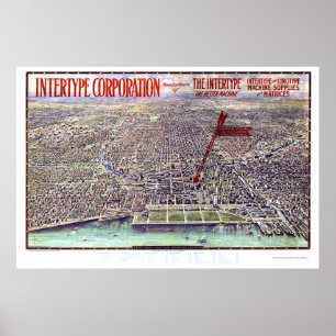 Chicago, IL Panoramic Karta - 1916 Poster