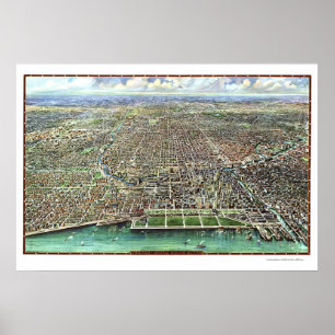Chicago, IL Panoramic Karta - 1916 Poster