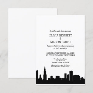 Chicago Il Skyline Cityscape Wedding bjudande Inbjudningar