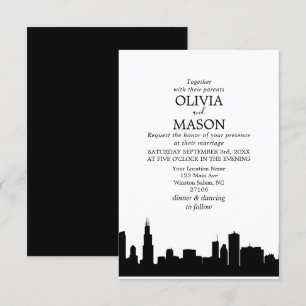 Chicago Il Skyline Cityscape Wedding bjudande Inbjudningar