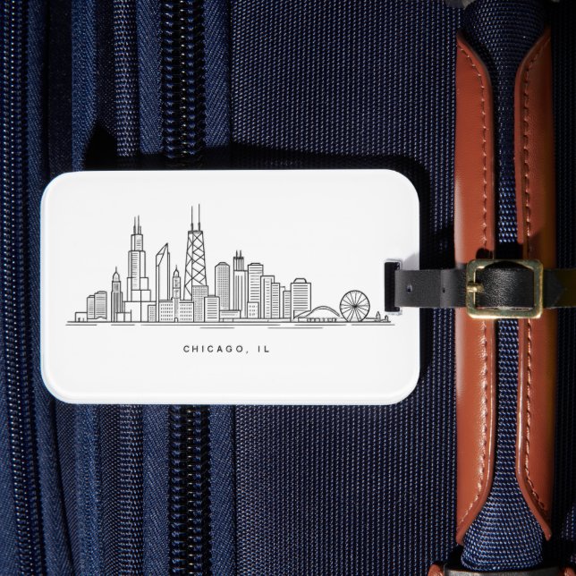 Chicago IL stadsillustration Bagagebricka (Framsida Insitu 4)