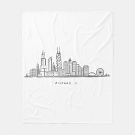 Chicago IL stadsillustration Fleecefilt