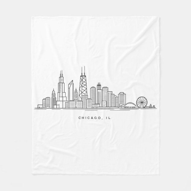 Chicago IL stadsillustration Fleecefilt (Framsidan)