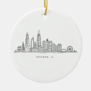 Chicago IL stadsillustration Julgransprydnad Keramik