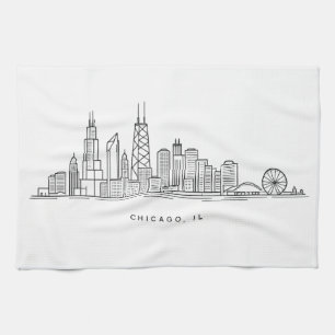 Chicago IL stadsillustration Kökshandduk