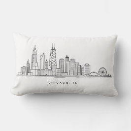 Chicago IL stadsillustration Lumbarkudde