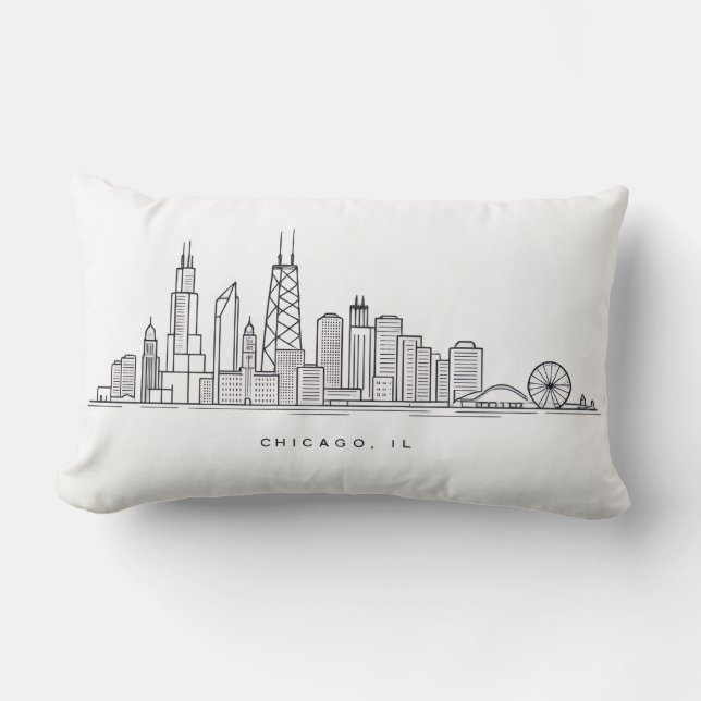 Chicago IL stadsillustration Lumbarkudde (Framsida)