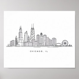 Chicago IL stadsillustration Poster