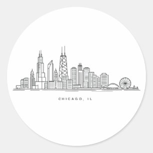 Chicago IL stadsillustration Runt Klistermärke