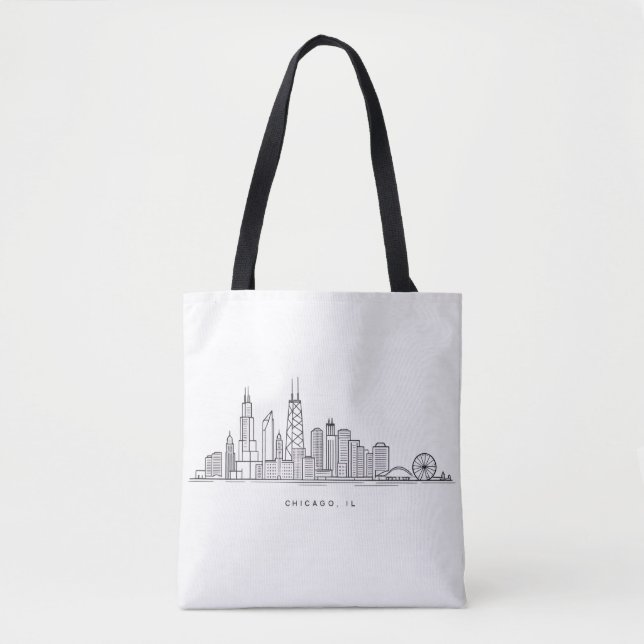 Chicago IL stadsillustration Tygkasse (Framsida)