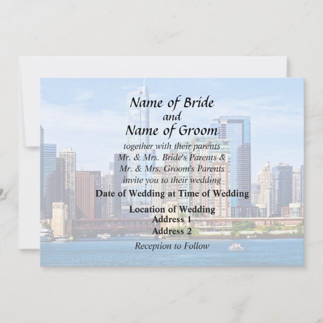 Chicago IL - Utsikt från Lake Michigan Inbjudningar (Framsida)