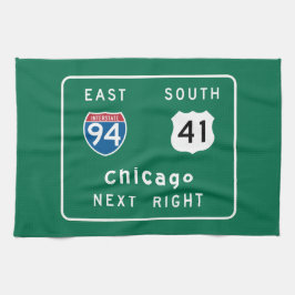 Chicago IL-vägmärke Kökshandduk