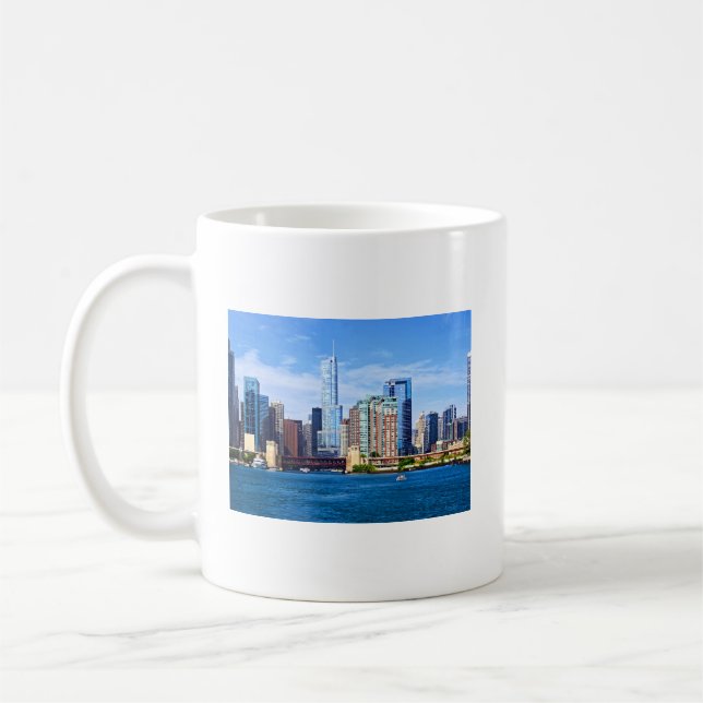 Chicago IL - Vy från Lake Michigan Kaffemugg (Vänster)