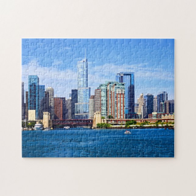 Chicago IL - Vy från Lake Michigan Pussel (Horisontell)