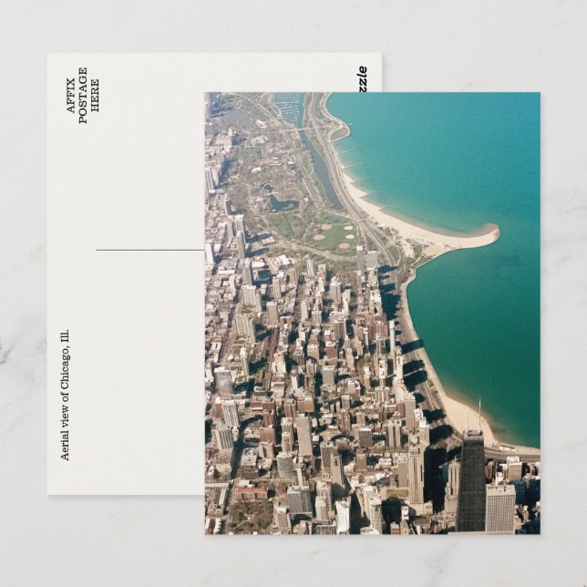 Chicago, Ill. Vyvykort för flyg Vykort (Fram/baksida)