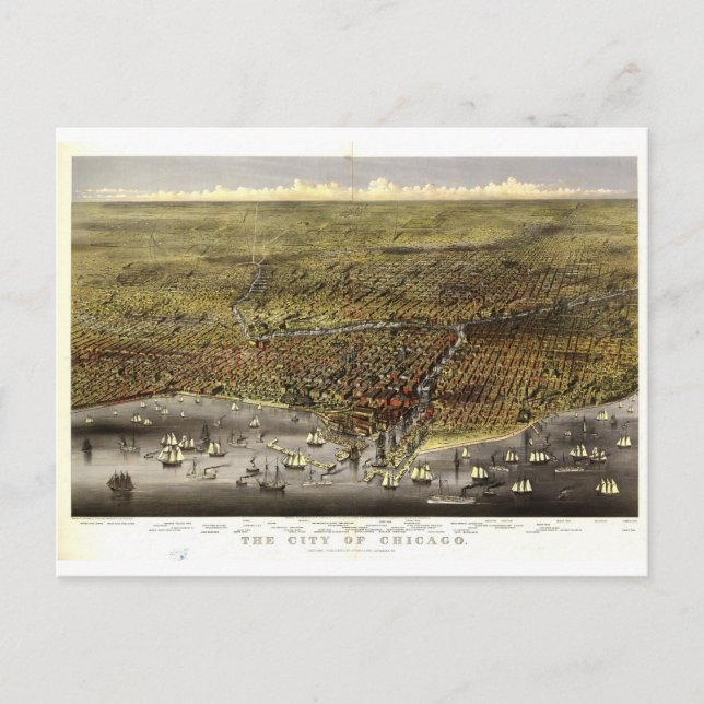 Chicago Illinois, 1874 Vykort (Framsida)