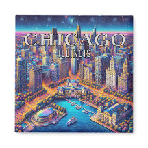Chicago Illinois 3 Souvenir Kylskåpsmagnet