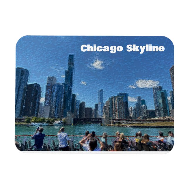 Chicago, Illinois Abstrakt Skyline Magnet (Horisontell)