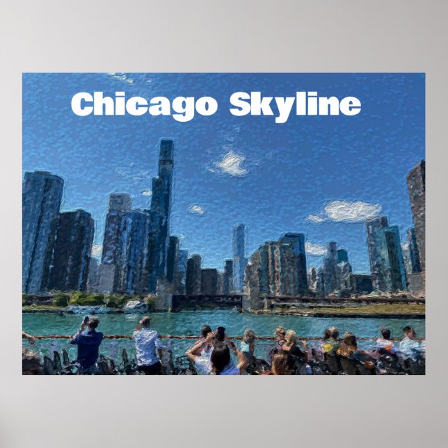 Chicago, Illinois Abstrakt Skyline Poster (Framsidan)