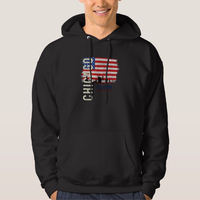 Chicago Illinois Amerika Usa Hoodie (Framsida)