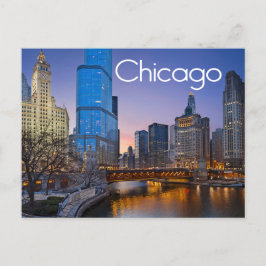 Chicago, Illinois At Night United Stater Vykort