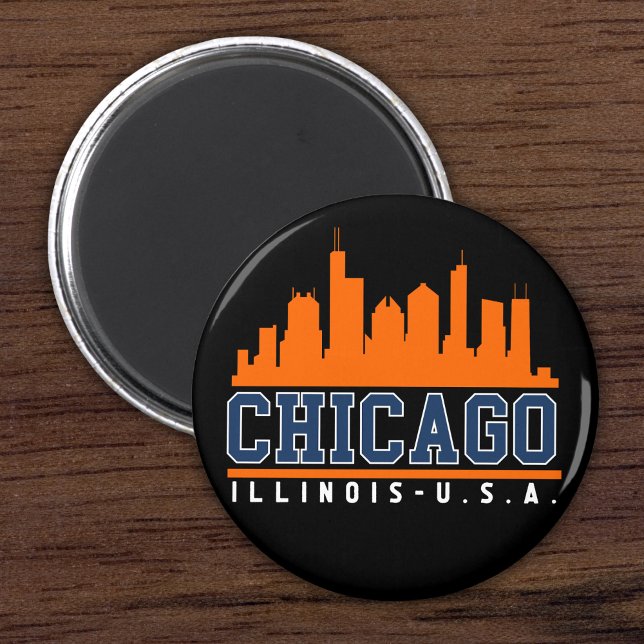 Chicago Illinois Beatiful Skyline Magnet (Skapare uppladdad)