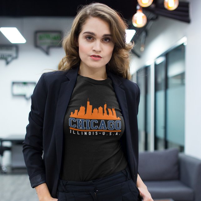 Chicago Illinois Beatiful Skyline T Shirt (Skapare uppladdad)