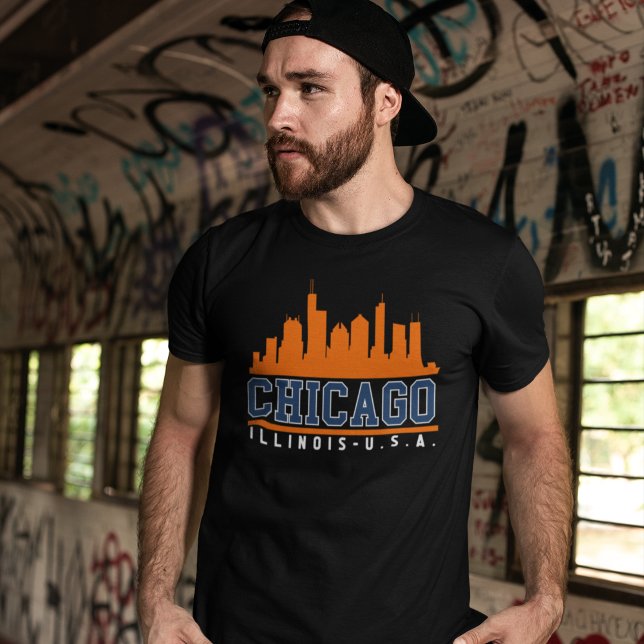 Chicago Illinois Beatiful Skyline T Shirt (Skapare uppladdad)