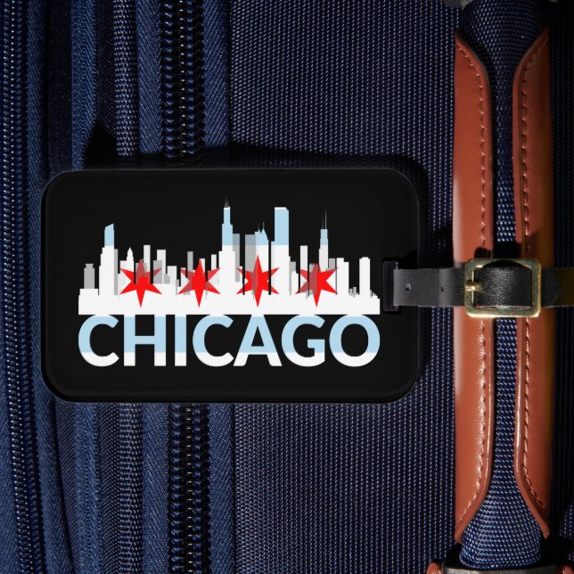Chicago Illinois Blåsiga Staden 4 Stjärnor Chi Tow Bagagebricka (Framsida Insitu 4)