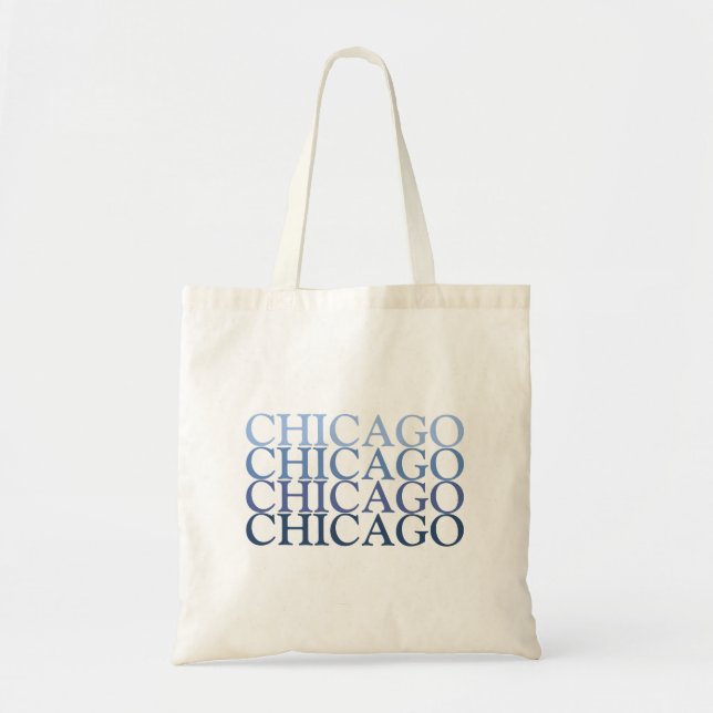 Chicago Illinois, Blue and light Blue Tote Bag Tygkasse (Framsidan)
