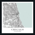 Chicago Illinois Blue Vatten Street Karta Poster<br><div class="desc">Chicago Illinois Blue Vatten Street Karta</div>