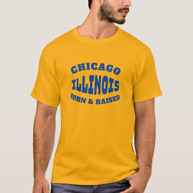 Chicago Illinois Born och Razed T-Shirt (Framsida)