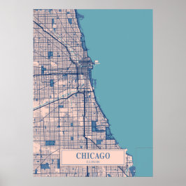 Chicago - Illinois Breezy City Karta Poster