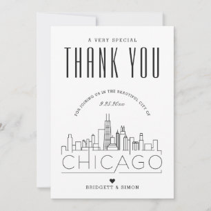 Chicago, Illinois Bröllop Tack + Fotokort Kort