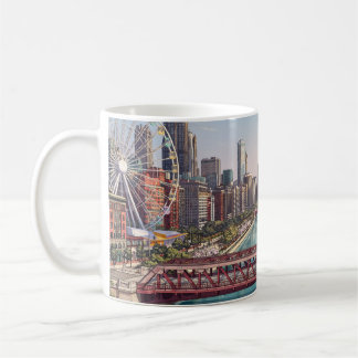 Chicago Illinois | Chicago River Skyline Souvenir Kaffemugg