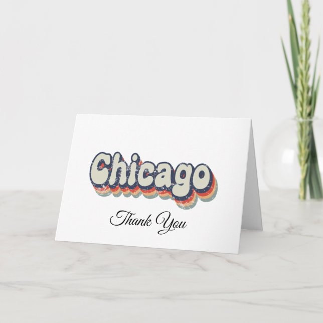 Chicago Illinois Chrome City Klassisk Konst Tack Kort (Framsida)