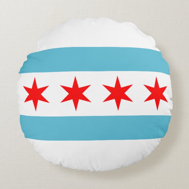 Chicago (Illinois) City flagga Rund Kudde (Framsidan)