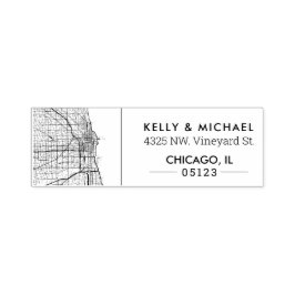 Chicago, Illinois City Karta | ANPASSNINGSBAR ADRE Självfärgande Stämpel