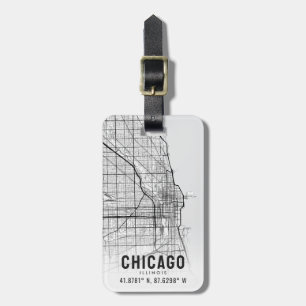 Chicago, Illinois City Karta Topography Bagagebricka