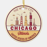 Chicago Illinois City Skyline Emblem