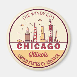 Chicago Illinois City Skyline Emblem Magnet
