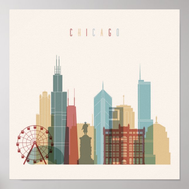 Chicago,Illinois | City Skyline Poster (Framsidan)