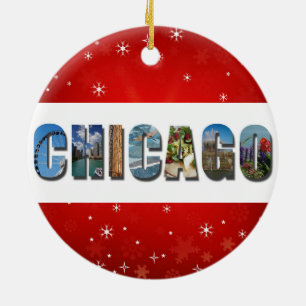Chicago Illinois City Travel Foton jul Julgransprydnad Keramik