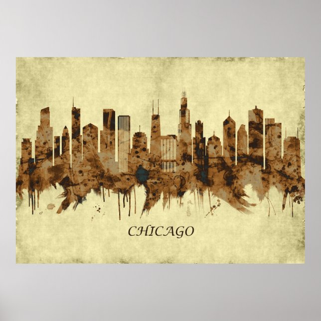 Chicago Illinois Cityscape Poster (Framsidan)