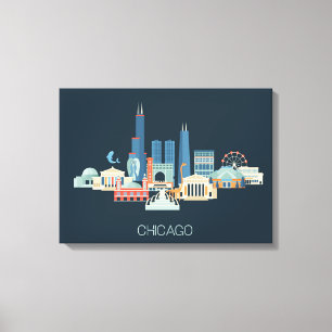 Chicago Illinois design i blått Canvastryck