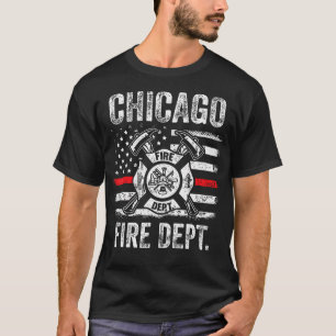 Chicago Illinois Fire Department Thin Red Line Fir T Shirt