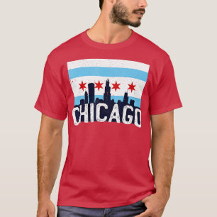 Chicago Illinois Flagga City Skyline Chi Town Prid T Shirt
