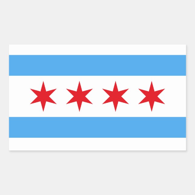 Chicago Illinois Flagga Rektangulärt Klistermärke (Framsida)